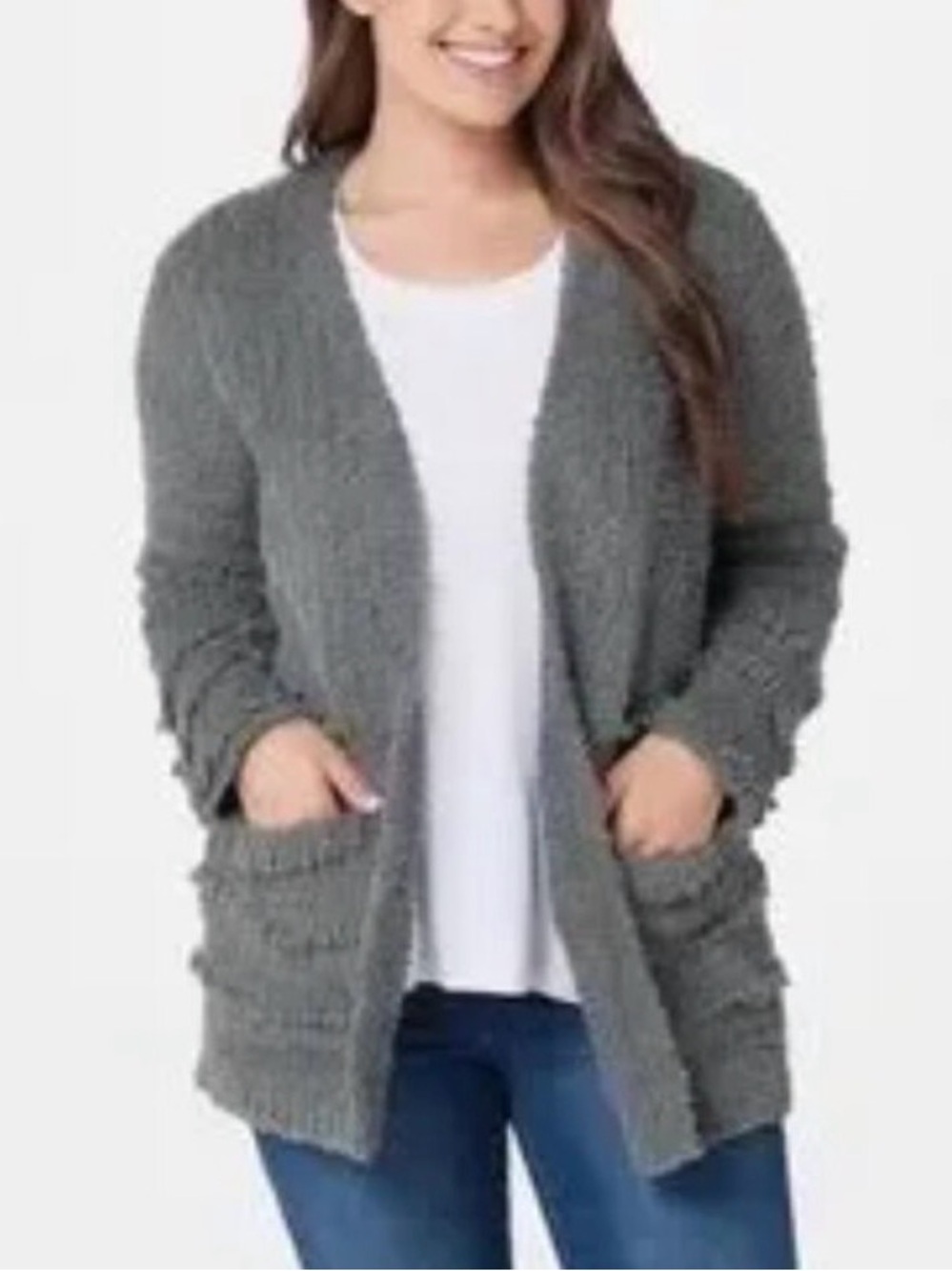 Barefoot Dreams CozyChic Boardwalk Cardigan Agave Green Gray S Pockets Soft